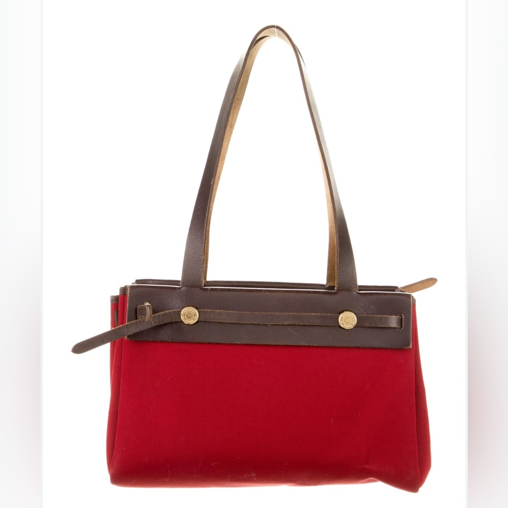 Hermès Herbag Cabas PM Reversible Orange Red Canvas Tote Authentic Hermès - Picture 3 of 16